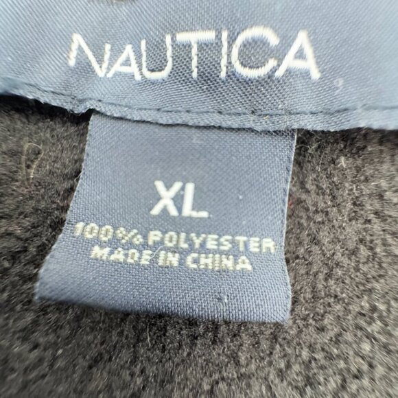 Nautica Women's XL Long Sleeve Black with White PipingTrim Fleece Zipper Jacket - Picture 5 of 6